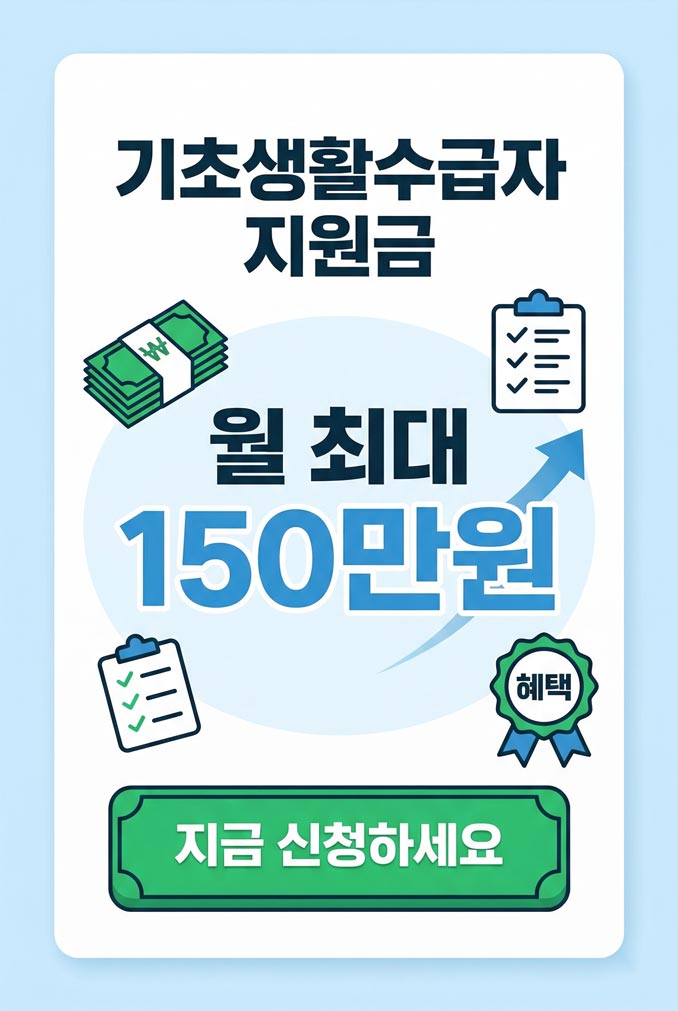 기초생활수급자 지원금 총정리 2026｜월 최대 150만원 받는 방법 (+신청 꿀팁)